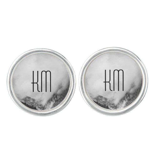 Personalized Mountain Monogram, gift for men, Cufflinks (Front)
