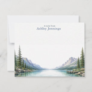 Personalized Mountain Note Cards   Lake Pine Tree