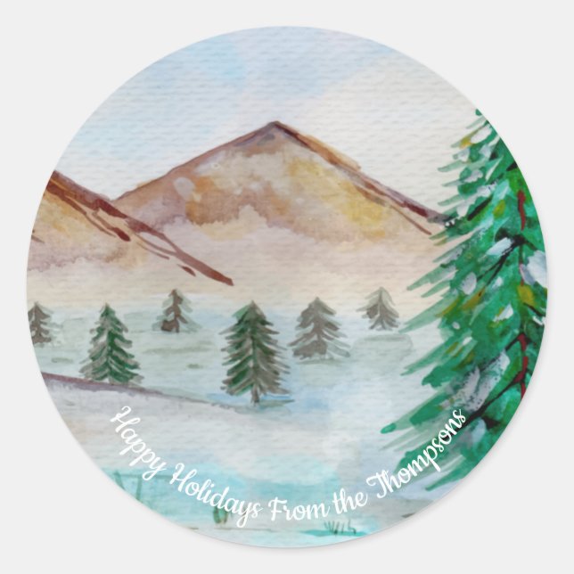 Personalized Mountain Pines Nature     Classic Round Sticker (Front)