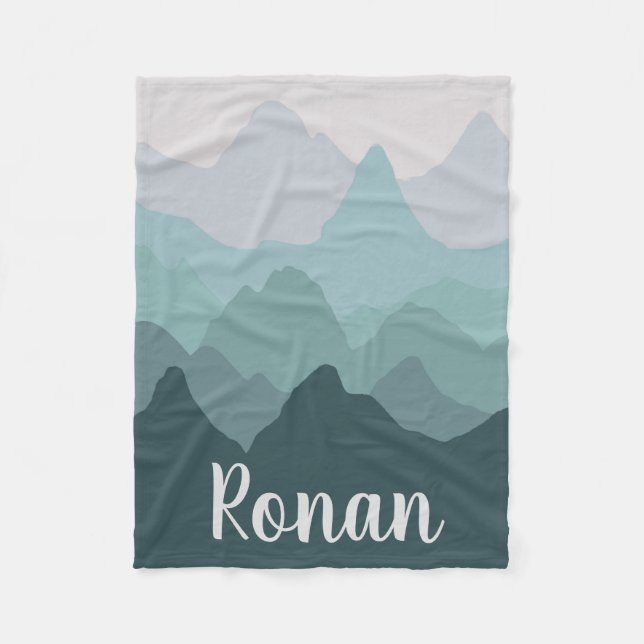 Personalized Mountain Range Fleece Blanket (Front)