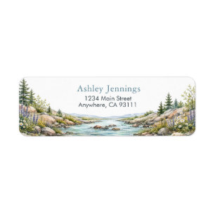 Personalized Mountain River Return Address Label