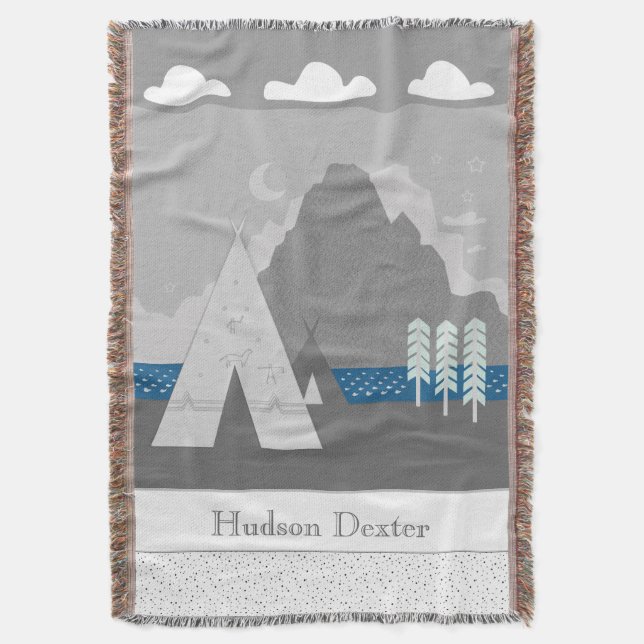 Personalized Mountain Teepee Blanket (Front Vertical)