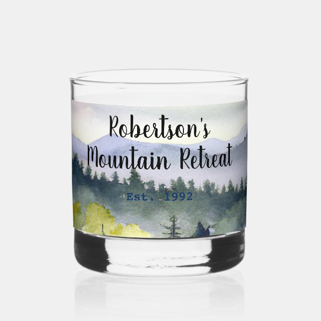 Personalized Mountain Theme Whiskey Glass (Front)