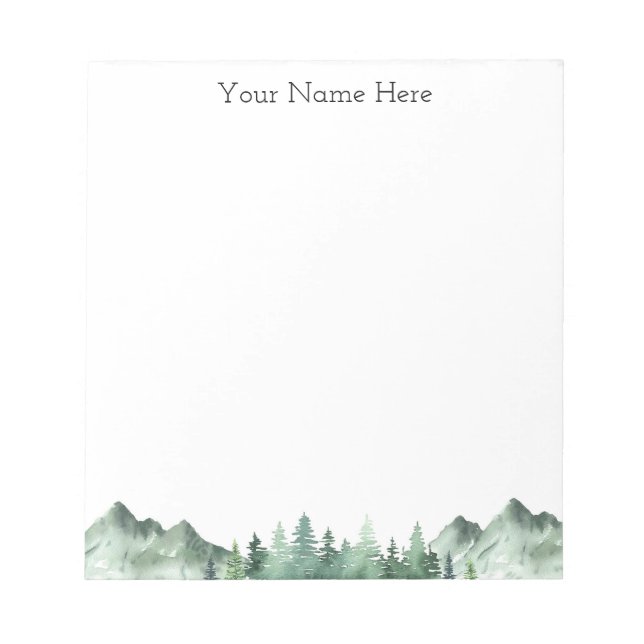 Personalized Mountain Trees Custom Notepad (Front)