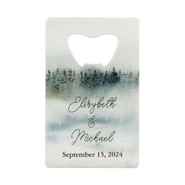 Personalized Mountain Wedding Bottle Opener Favor (Front)