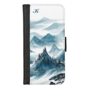 Personalized Mountains Artistic Painting Monogram  iPhone 8/7 Wallet Case