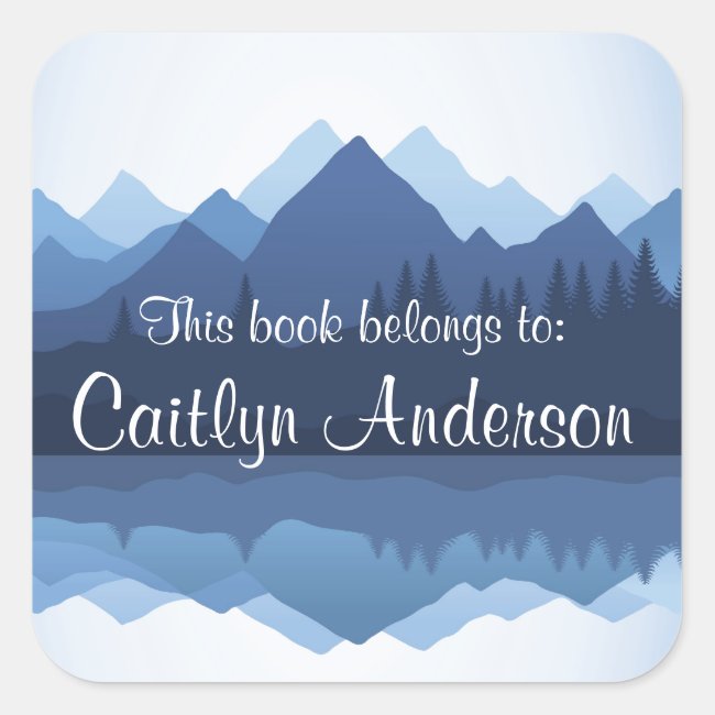 Personalized Mountains Bookplate Sticker