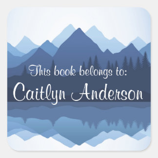 Personalized Mountains Bookplate Sticker