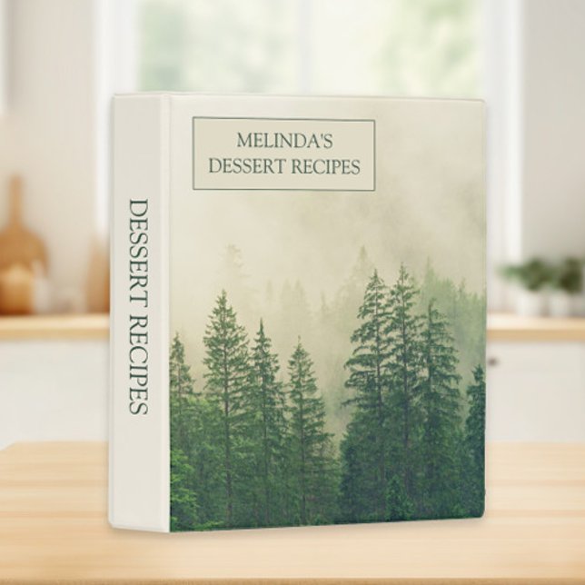 Personalized Mountains Forest Fog Recipe Mini Binder (Custom dessert recipe cookbook)
