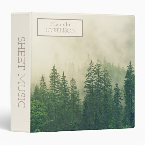Personalized Mountains Forest Fog Sheet Music 3 Ring Binder