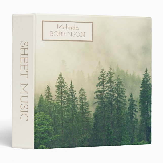 Personalized Mountains Forest Fog Sheet Music 3 Ring Binder (Front/Spine)