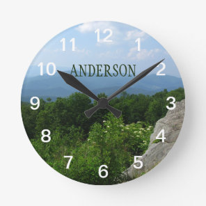 Personalized Mountains Landscape Round Clock