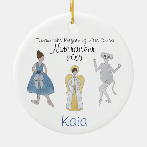 Personalized MouseAngelParty Girl Ceramic Ornament