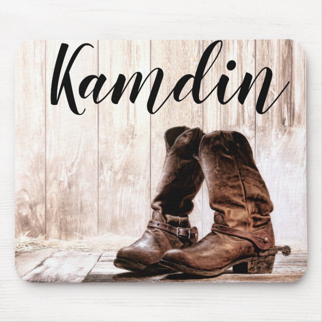 Personalized Mouse Pad Boots Country Rustic Wester (Front)