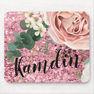 Personalized Mouse Pad Geometric Garden Rose Glitt