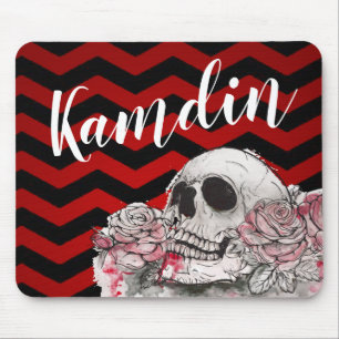 Personalized Mouse Pad skull Rose Gothic Chevron r