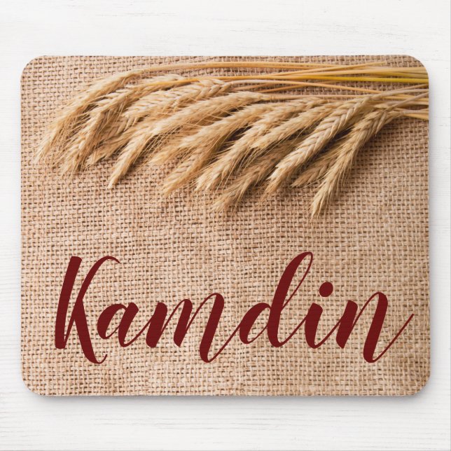 Personalized Mouse Pad Wheat on Burlap Sack Countr (Front)