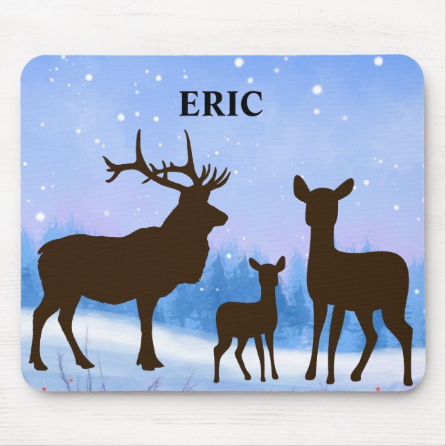 Personalized mouse pad with a Deer family (Front)