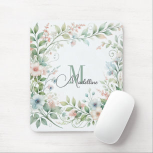 Personalized Mousepad with Wild Flowers Initial