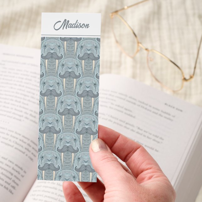 Personalized Moustached Walrus Pattern Bookmarks (Hand)