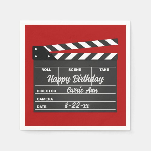 Personalized Movie Clapboard Paper Party Napkins