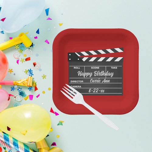 Personalized Movie Clapboard Paper Plates