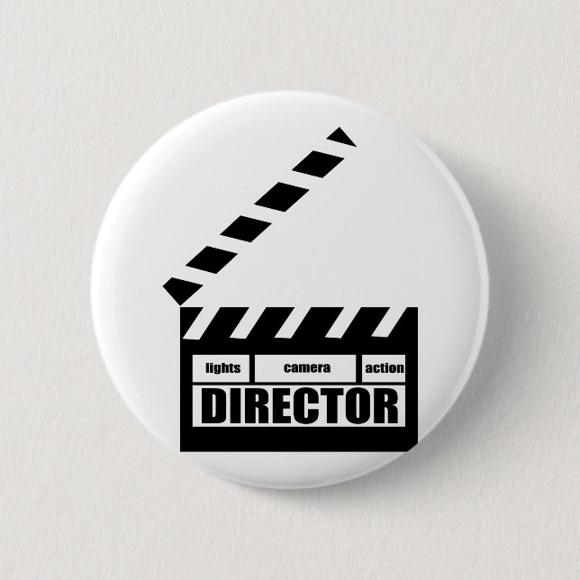 Personalized Movie Director Clapboard Gift Pinback Button (Front)