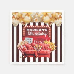 Personalized Movie Night Cinema Birthday Napkins