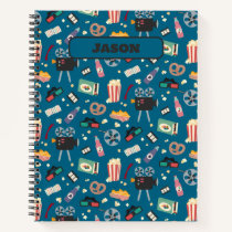 Personalized Movie Night Film Popcorn Pattern Notebook