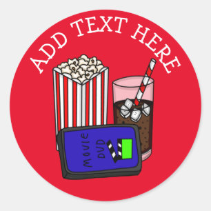 Personalized Movie Night Party Classic Round Sticker
