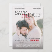 Personalized Movie Poster Red Hearts Save the Date (Front)