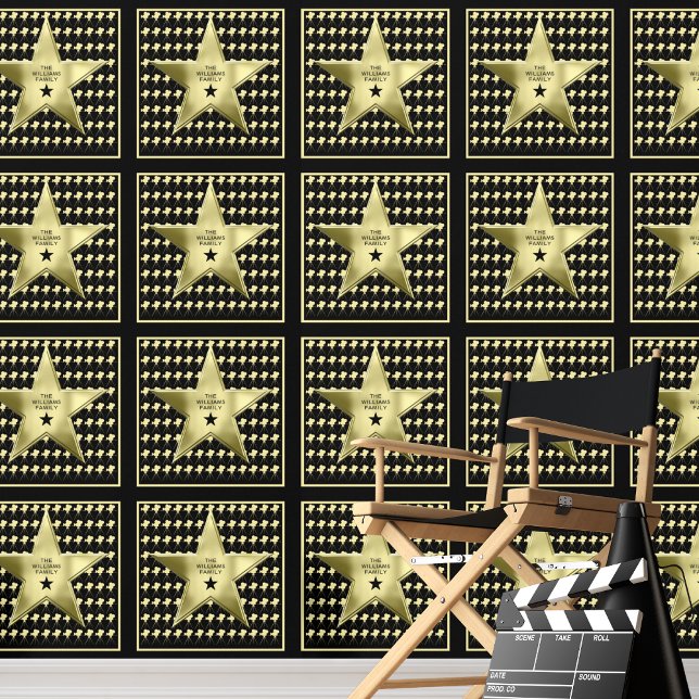 Personalized Movie Star Custom Name Home Theater Wallpaper (The perfect custom wallpaper for home theaters, aspiring actors and movie buff's personal spaces,)