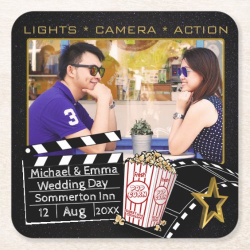 Personalized Movie Star Frame Square Paper Coaster