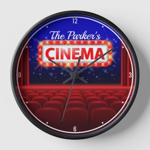 Personalized Movie Theater Cinema Family Room Clock