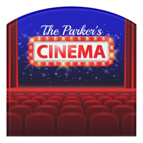 Personalized Movie Theater Cinema Family Room Door Sign