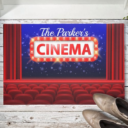 Personalized Movie Theater Cinema Family Room  Doormat