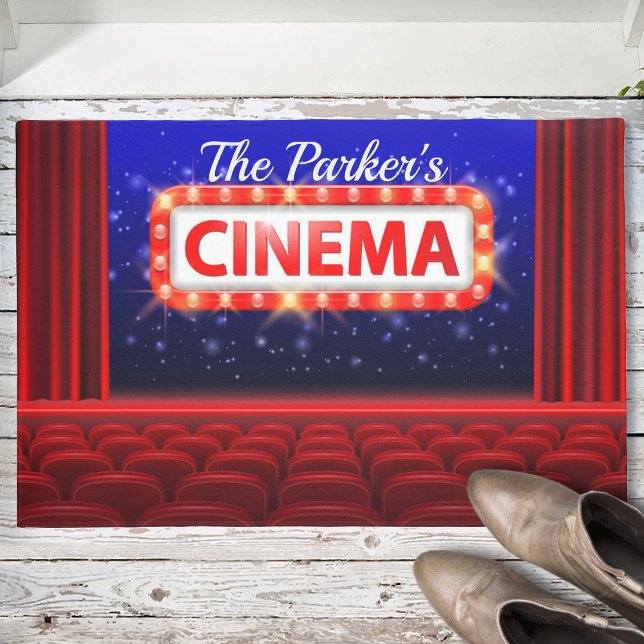 Personalized Movie Theater Cinema Family Room  Doormat (Creator Uploaded)