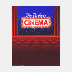 Personalized Movie Theater Cinema Family Room Fleece Blanket