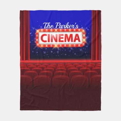 Personalized Movie Theater Cinema Family Room Fleece Blanket