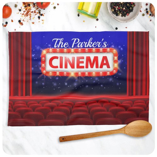 Personalized Movie Theater Cinema Family Room Kitchen Towel