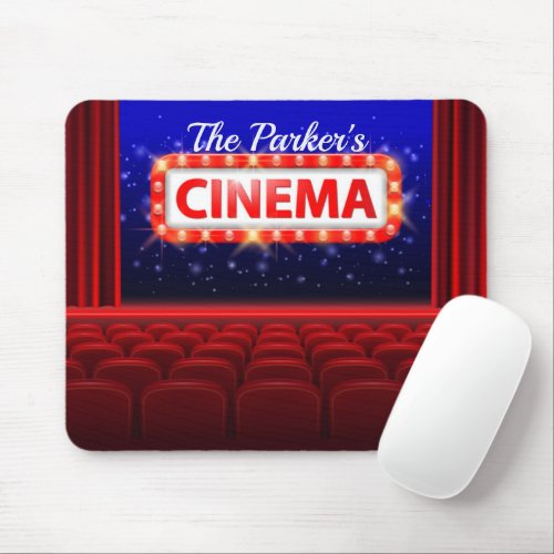 Personalized Movie Theater Cinema Family Room  Mouse Pad