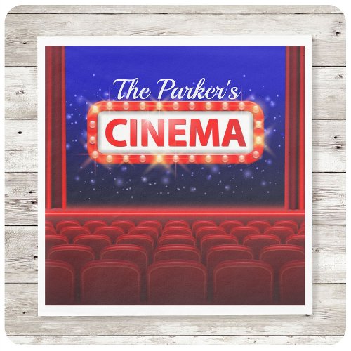 Personalized Movie Theater Cinema Family Room  Napkins
