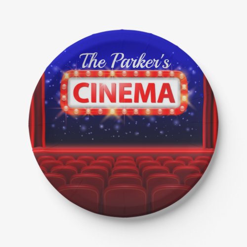 Personalized Movie Theater Cinema Family Room Paper Plates