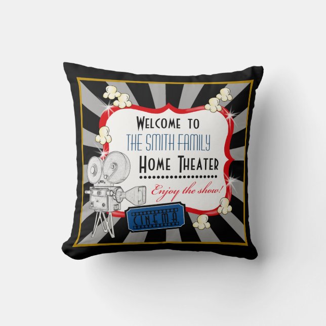 Personalized movie theater cinema pillow (Front)