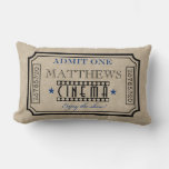 Personalized Movie Theater Ticket Pillow- Blue Lumbar Pillow at Zazzle