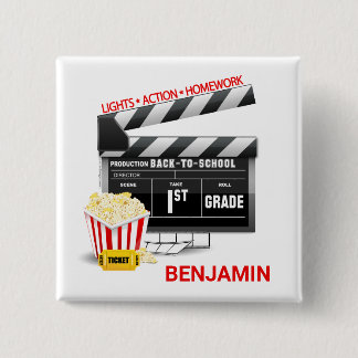 Personalized Movie Theme First 1st Grade Button