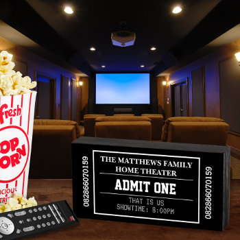 Personalized Movie Ticket Black Home Theater   Wooden Box Sign by SimplyBoutiques at Zazzle