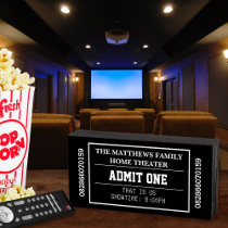 Personalized Movie Ticket Black Home Theater   Wooden Box Sign