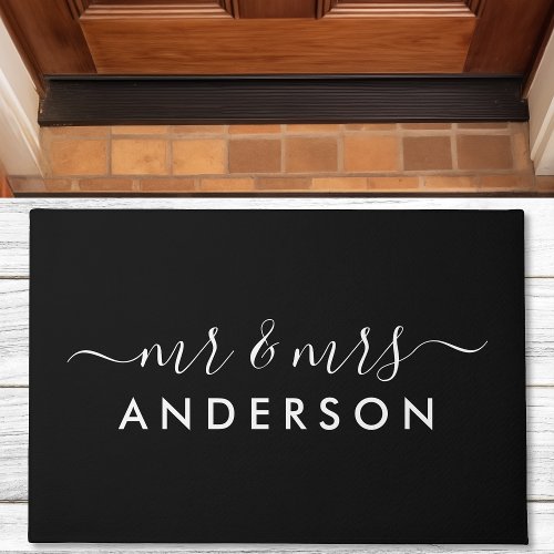 Personalized Mr. And Mrs. Black Newlywed Couples Doormat