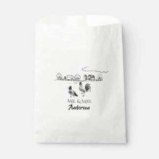 Personalized Mr and Mrs Chickens Farm Wedding Favor Bag